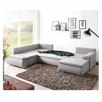 Tela sofá en forma de U, sala de estar, conjunto de sofá de esquina de diseño moderno