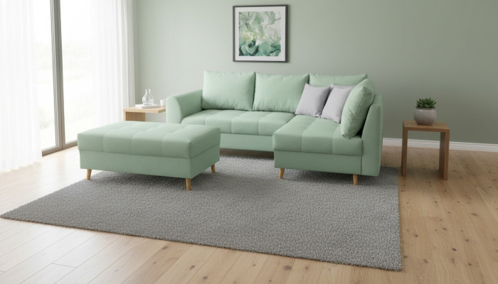 Sofá esquinero en forma de L Sofá Sofá Sofá con cojines Sofá en la sala de estar Sofá de tela Reposapiés