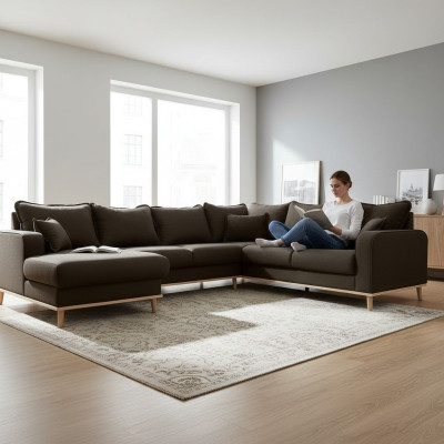Sofá esquinero Sofá Couch Acolchado Forma de U Conjunto de muebles de salón Sofás