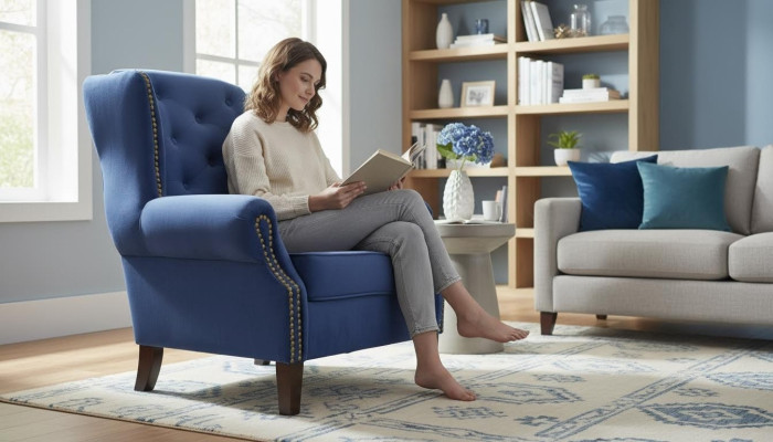 Sillón Sofá de televisión Sofá individual Sofá de diseñador Textil Sofás Tapicería Butaca de orejas