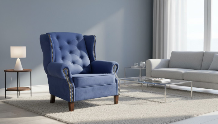 Sillón Sofá de televisión Sofá individual Sofá de diseñador Textil Sofás Tapicería Butaca de orejas