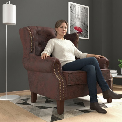 Diseño Sillón Cuero Lujo Sofá de televisión Sofá Relax 1 plaza Salón Club