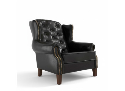 Sillón orejero Sillón Diseño para televisor Tapizado Sofá Couch Chesterfield Cuero