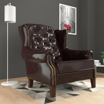 Diseño de sillón de lujo de cuero para relajarse frente a la televisión, sofá individual para sala de estar en el club.