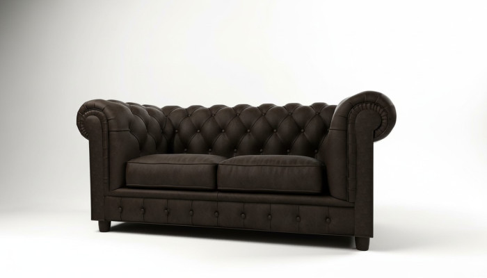 Sofá Chesterfield de 2 plazas tapizado en tela de tejido de tela sofas de cuero sofá