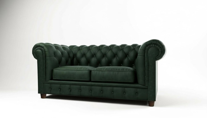 Chesterfield de lujo 2 plazas Sofá tapizado de tela Sofá conjunto nuevo