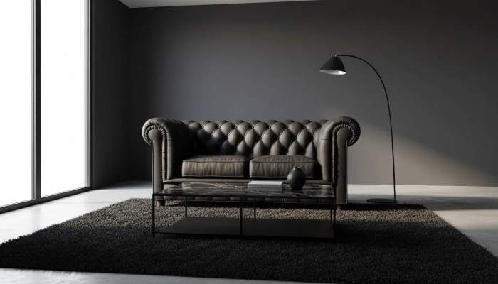 Diseño Sofá Chesterfield de 2 plazas Sofá Tapizado de Cuero Sofás de Sala de Estar