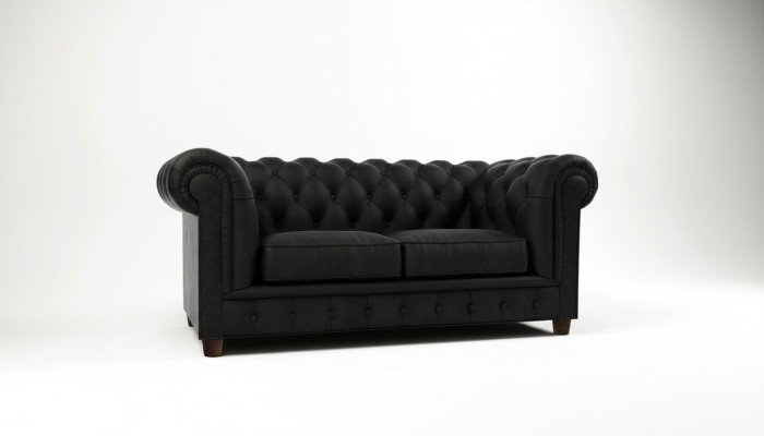 Diseño Sofá Chesterfield de 2 plazas Sofá Tapizado de Cuero Sofás de Sala de Estar