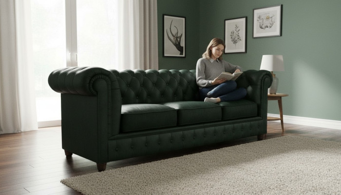 Sofá Chesterfield Sofá Tapizado de 3 Plazas Sofás Verdes