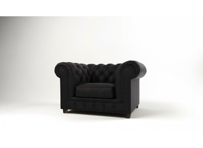 Elegante sillón Chesterfield de diseño tapizado en tela para sala de estar, lounge, club.