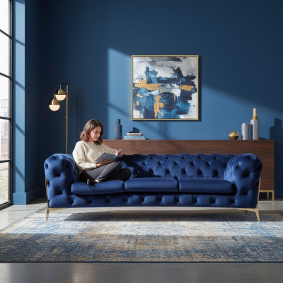 Conjunto de sofás Chesterfield sofá sofá tapizado 3 2 1 plazas Sofás de cuero tela nuevos