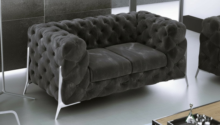 Sofá Chesterfield de 2 plazas, tapizado en tela, asiento acolchado, sofás de cuero y tela.