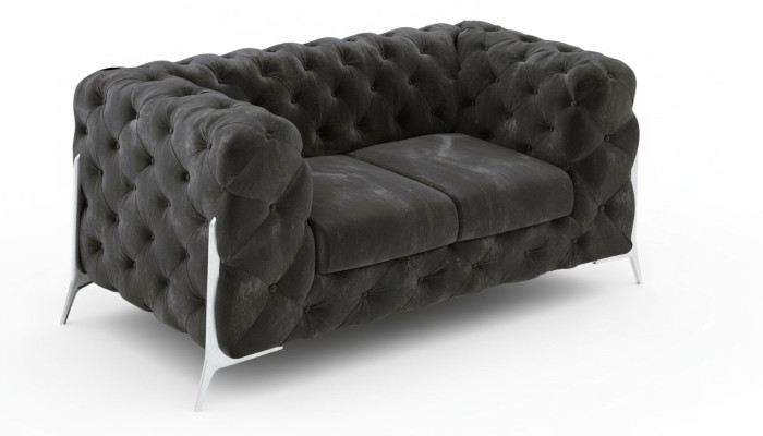Sofá Chesterfield de 2 plazas, tapizado en tela, asiento acolchado, sofás de cuero y tela.