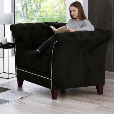 Chesterfield sillón sofá tapizado de terciopelo de un asiento sofá de diseño decorativo sofás