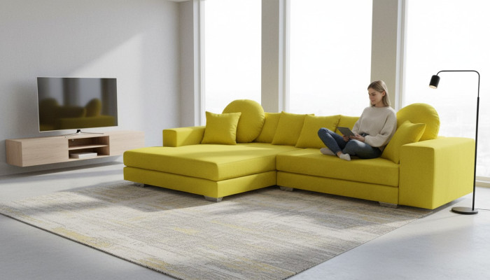 Sofá esquinero amarillo conjunto de sofá esquinero tapizado Sofá Sofás paisaje de vida