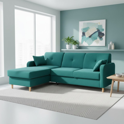Sofá cama en forma de L, diseño de esquina, sofá cama, tela de sofá, función de dormir