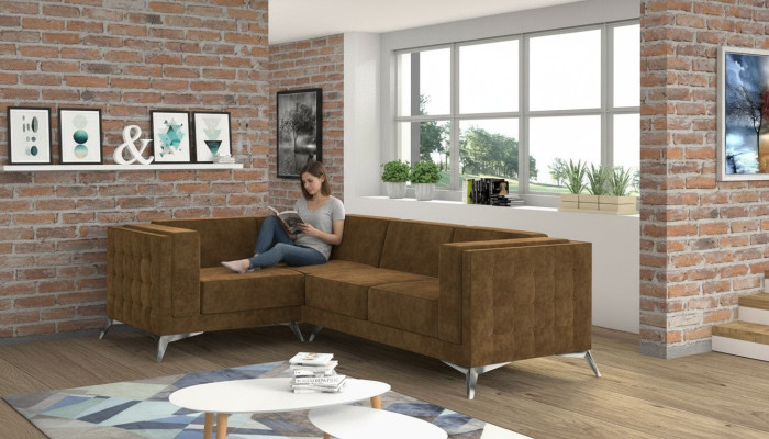 Tela en forma de L Sofá Salón Sofá de esquina Conjunto de diseño sofá moderno