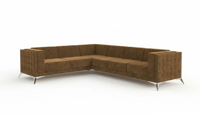 Sofá de esquina moderno de tela en forma de L, conjunto de salón acolchado, sofá de salón.