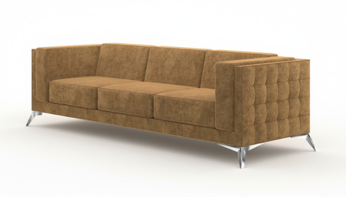 Sofá Asiento Tapizado Sofá Textil Tela Chesterfield Sofá Juego de Tres Sitiales