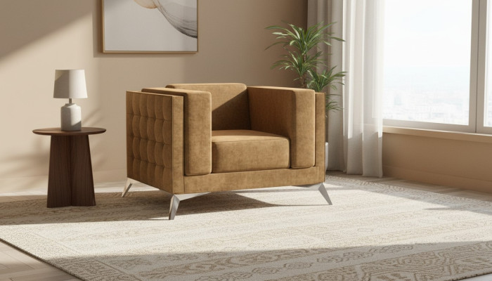 Sillón Chesterfield, sofá para televisión de una plaza, sofá de tela acolchado.