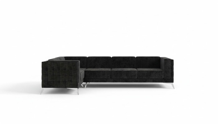 Sofá esquinero Chesterfield en forma de L de diseño de tela acolchada asiento textil sofá esquina nuevo.