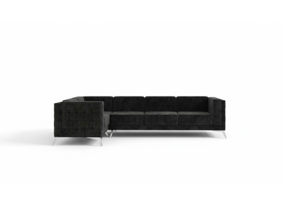 Sofá esquinero Chesterfield en forma de L de diseño de tela acolchada asiento textil sofá esquina nuevo.