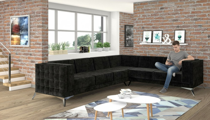Sofá esquinero Chesterfield Conjunto de tapicería Sofá Sofá en forma de L Diseño Nuevo