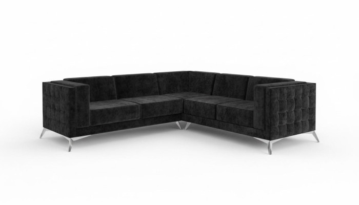 Sofá esquinero de diseño de terciopelo negro Chesterfield Chesterfield Sofá Sofá paisaje doméstico de tela