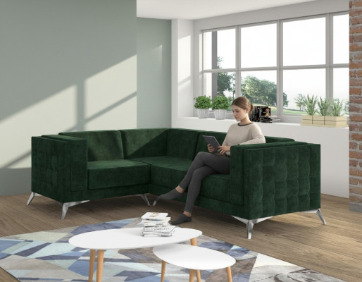 Sofá esquinero en forma de L Sofá sofá de diseño Sofás tapizados de tela modernos Conjunto de esquina verde