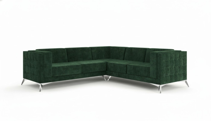 Sofá en forma de L Chesterfield, sofá de esquina, conjunto de muebles de diseño clásico.