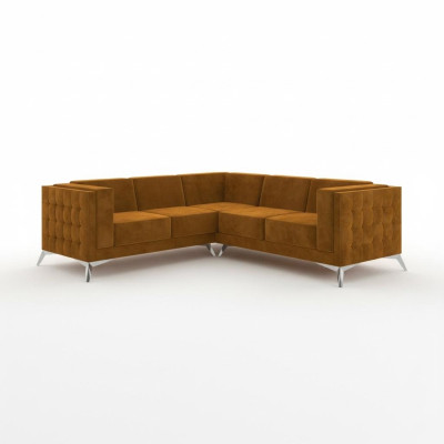 Sofá de esquina en forma de L, sofá diseñado, sofá, conjunto de asientos acolchado, tela, paisaje de vida