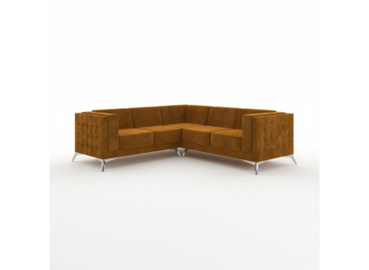 Sofá de esquina en forma de L, sofá diseñado, sofá, conjunto de asientos acolchado, tela, paisaje de vida