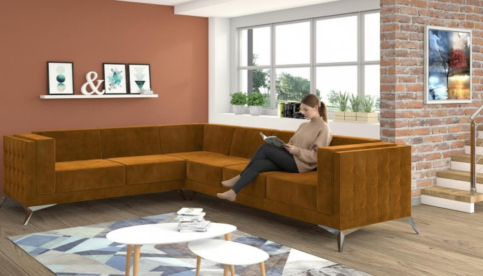 Sofá esquinero en forma de L, tela sofá conjunto de sofás moderno diseño sofá