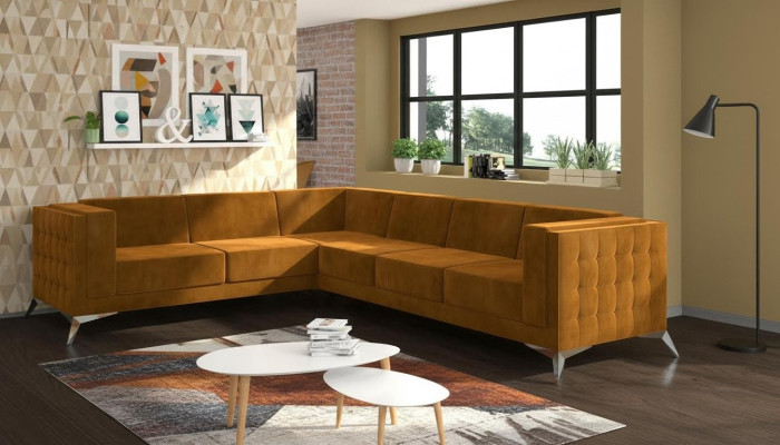 Sofá esquinero en forma de L, tela sofá conjunto de sofás moderno diseño sofá