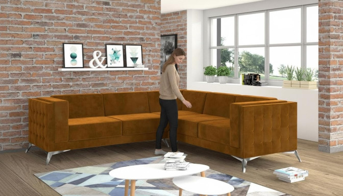 Sofá de esquina conjunto de sala de estar diseño sofá sofá tapizado conjunto de asientos textil