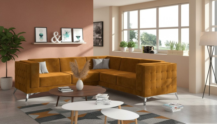 Sofá de esquina conjunto de sala de estar diseño sofá sofá tapizado conjunto de asientos textil