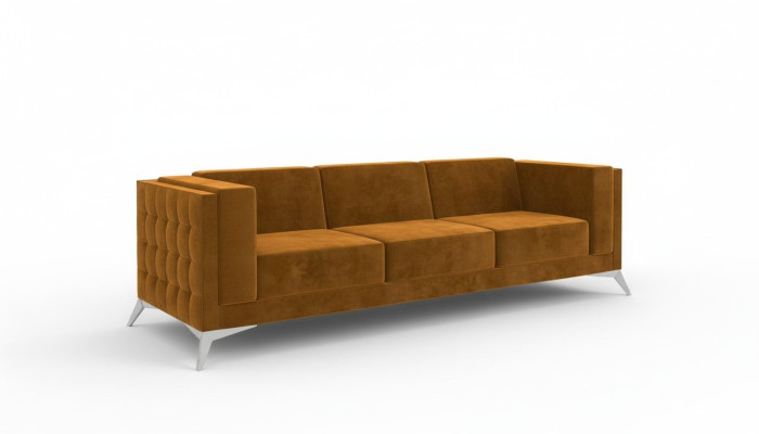 Gran sofá tapizado de tela Chesterfield de tres plazas XXL