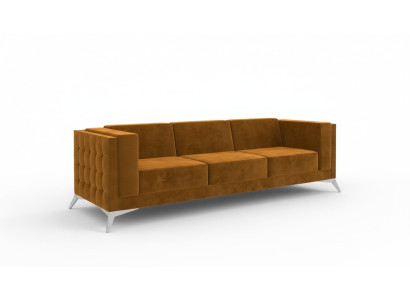 Gran sofá tapizado de tela Chesterfield de tres plazas XXL