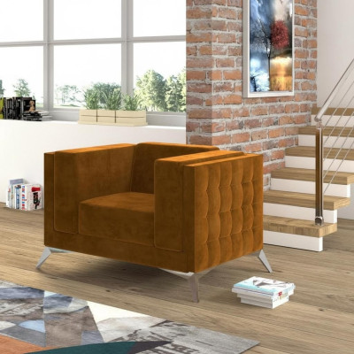 Chesterfield individual sofa in fabric upholstered new TV sofa.