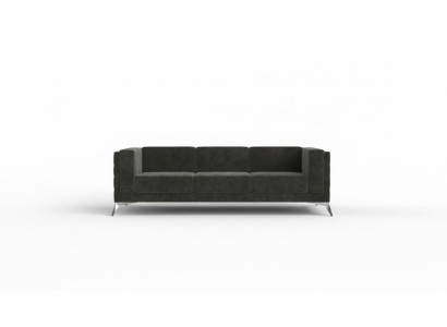 Sofá esquinero Chesterfield en forma de L de diseño de tela con asiento acolchado.