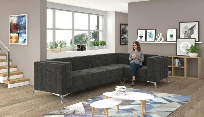 Sofá esquinero Chesterfield Sofá conjunto de tapicería Sofá paisaje de vida Decoración en forma de L