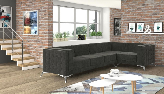 Sofá esquinero Chesterfield Sofá conjunto de tapicería Sofá paisaje de vida Decoración en forma de L