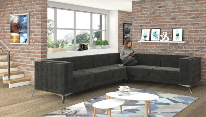Diseño sofá en forma de L Ecksofa moderno Sofás Sofá de tela Couch Wohnlandschaft