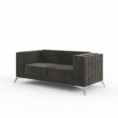 Sofá Chesterfield Chester Sofá tapizado de 2 plazas Sofás Gris Conjunto de asientos Nuevo