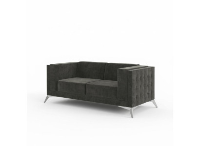 Sofá Chesterfield Chester Sofá tapizado de 2 plazas Sofás Gris Conjunto de asientos Nuevo