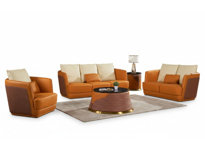 Conjunto de sofá modular de 3+2+1 plazas de piel