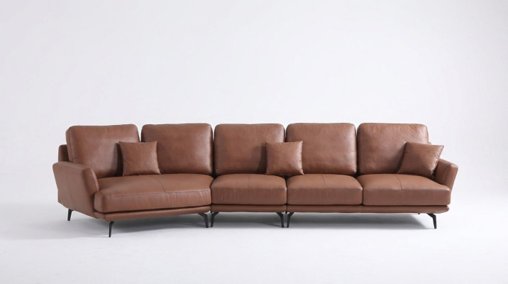 Sofá de cuero con forma de L, conjunto de esquina de sofá moderno