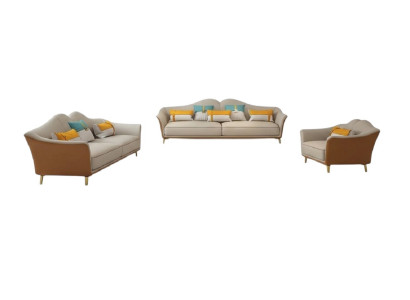 Conjunto de sala de estar de lujo, sofá de cuero tapizado con tela de 3+2+1 piezas.