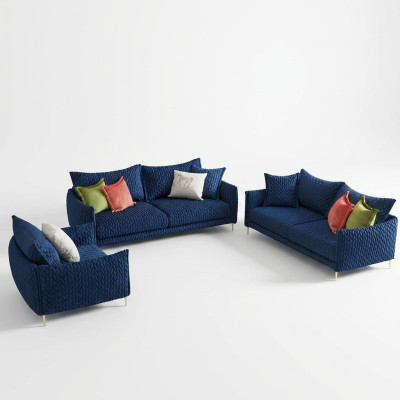 Sofá de cuero Conjuntos de sofás Asiento Acolchado Sofá Conjunto 3+2+1 Cuero Tela