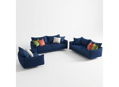 Sofá de cuero Conjuntos de sofás Asiento Acolchado Sofá Conjunto 3+2+1 Cuero Tela
